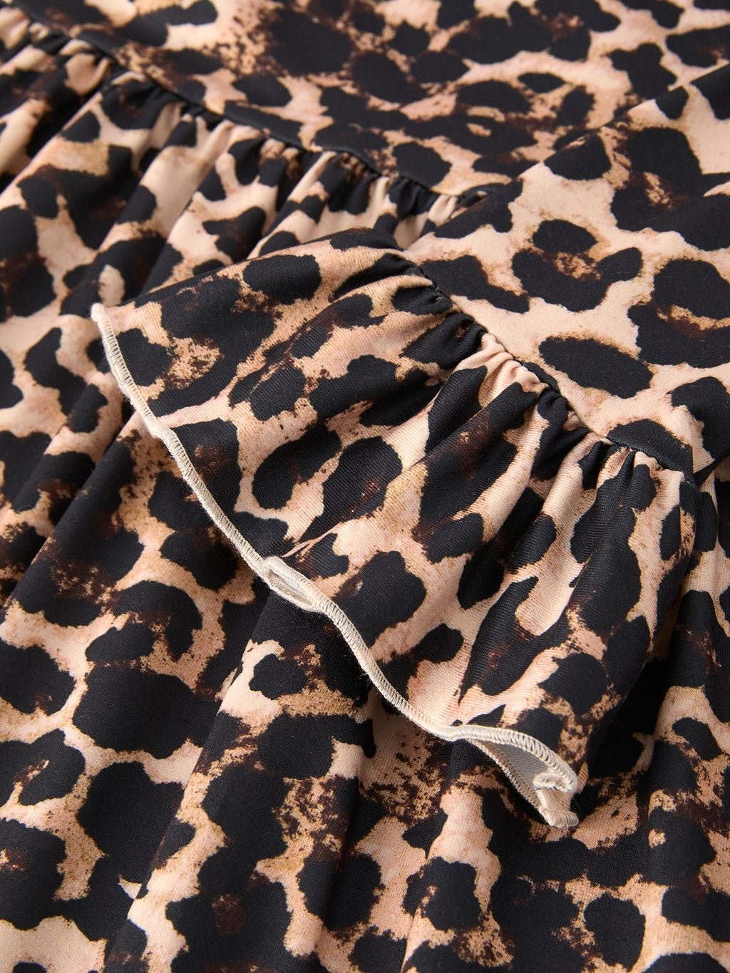 Fall Pumpkin Leopard Print Autumn Girls Ruffle Two-Piece Dress