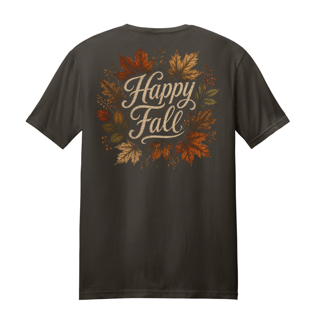 Happy Fall Autumn Leaves T-Shirt – Dark Chocolate